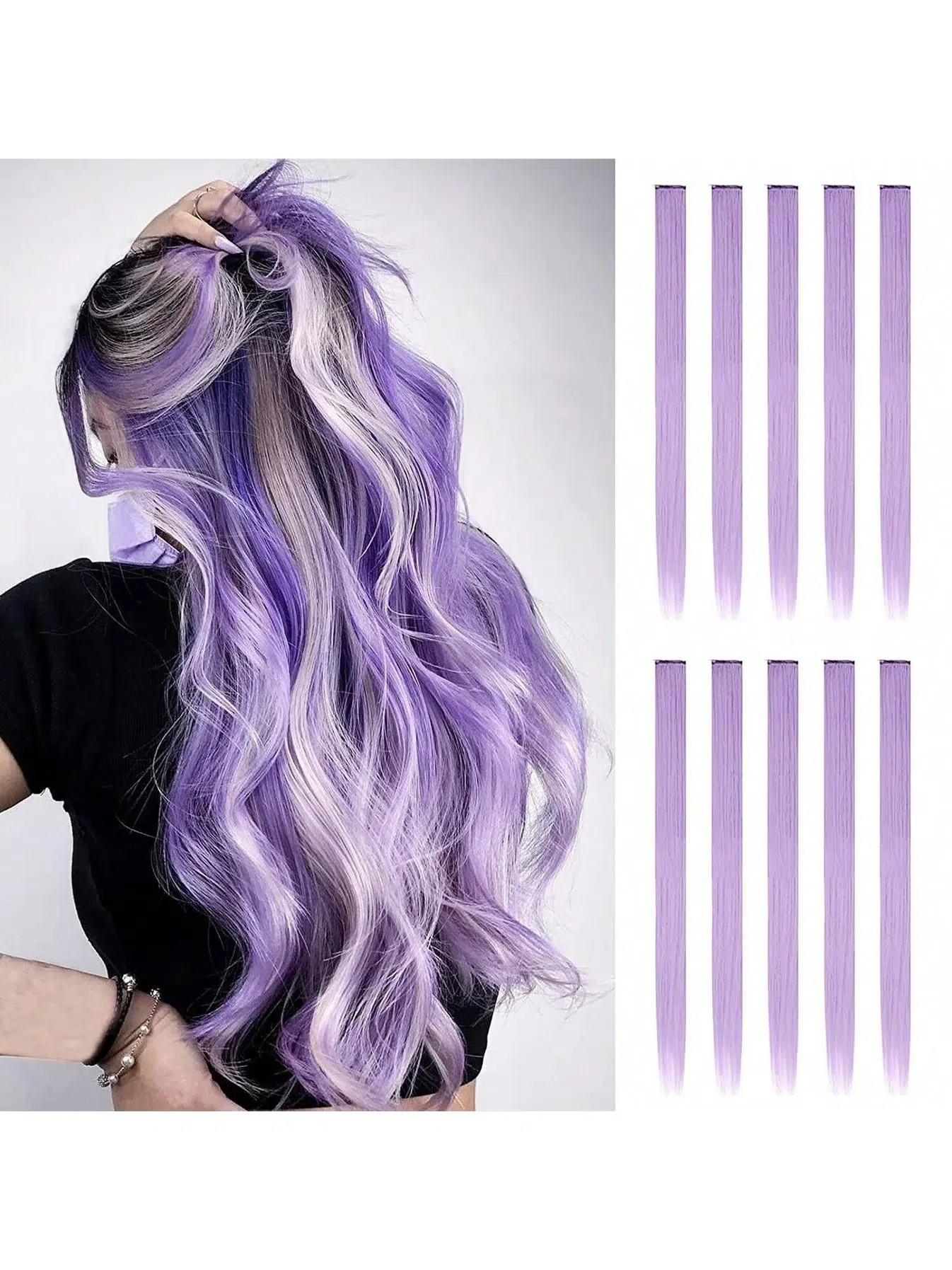 various colors of synthetic hair extensions