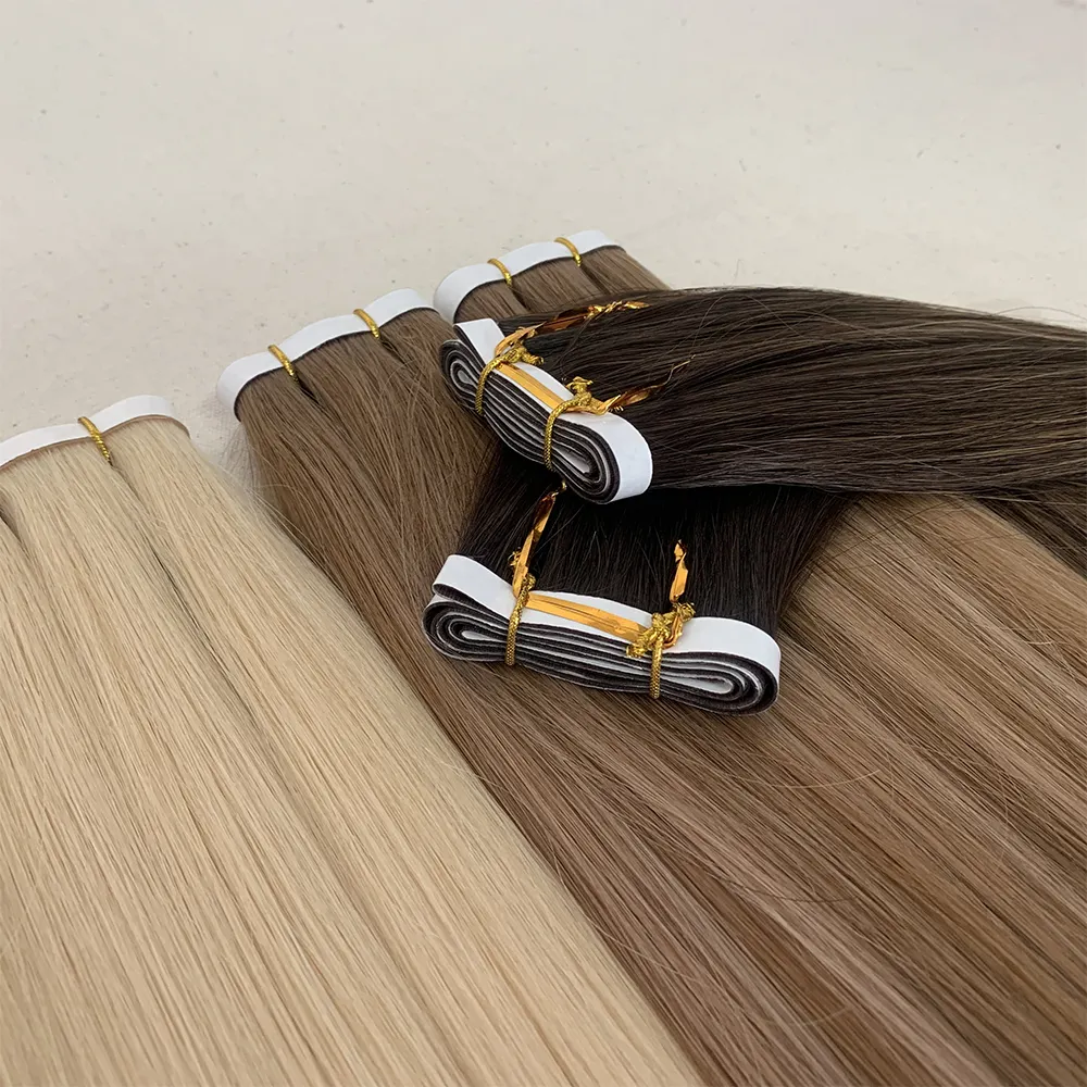 long tape in hair extensions with all color straight hair 6