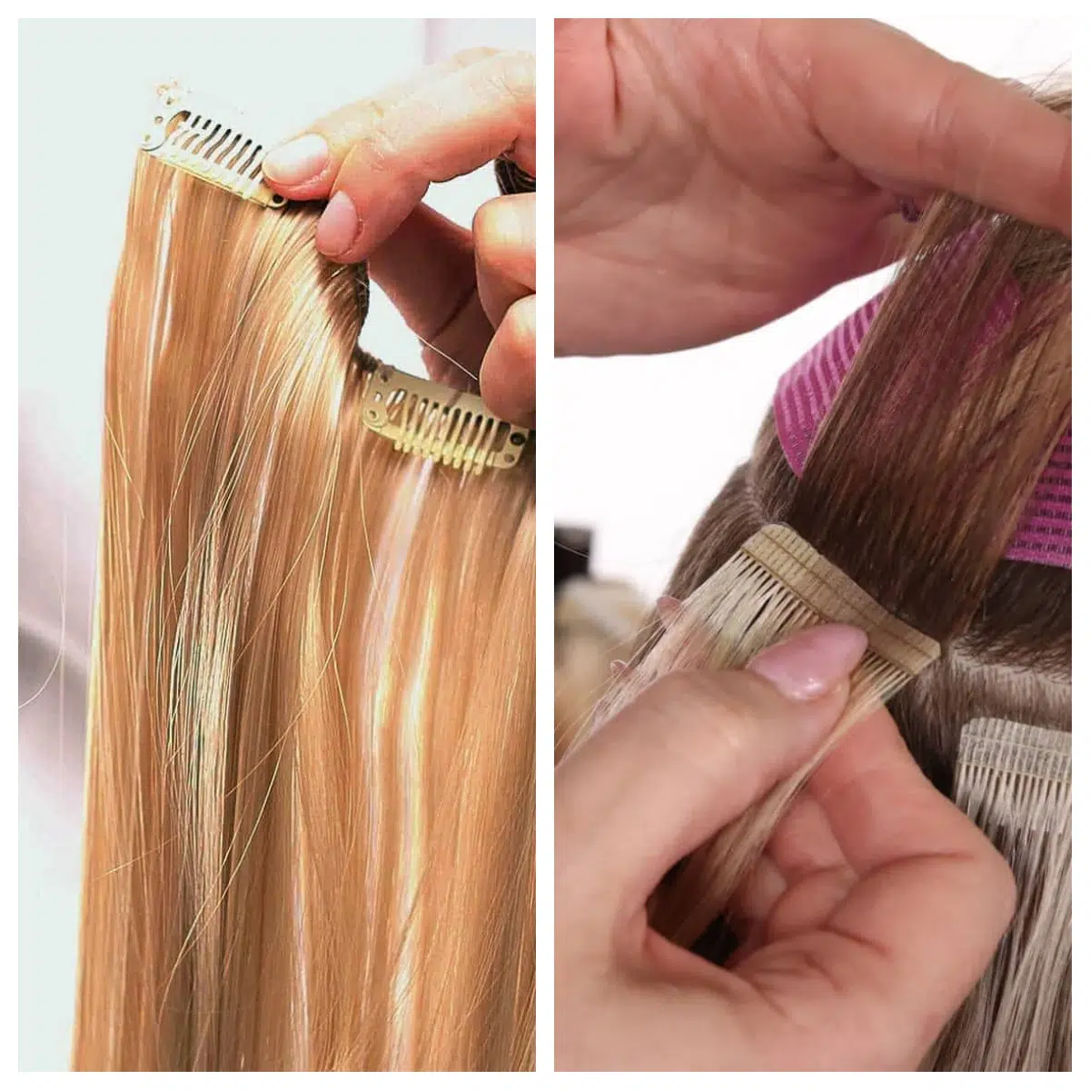 difference between clip in and tape extensions