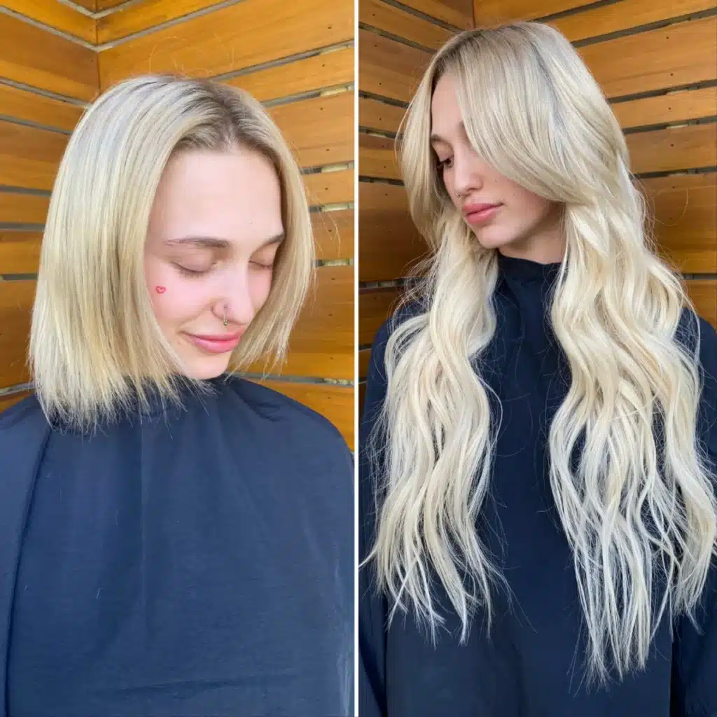 before and after of 30 inch v tip hair extensions