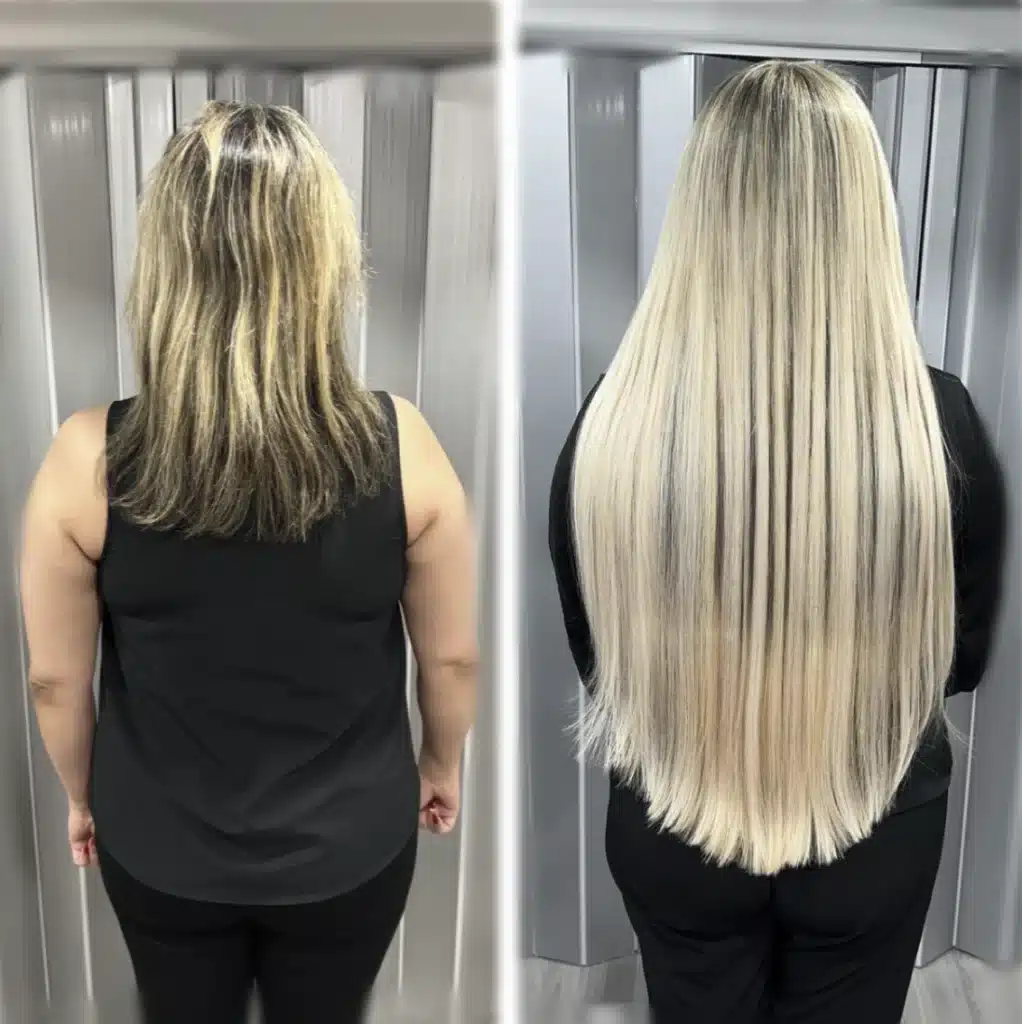 before and after of 26 in hair extensions