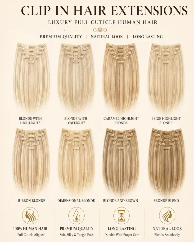 blonde clip hair