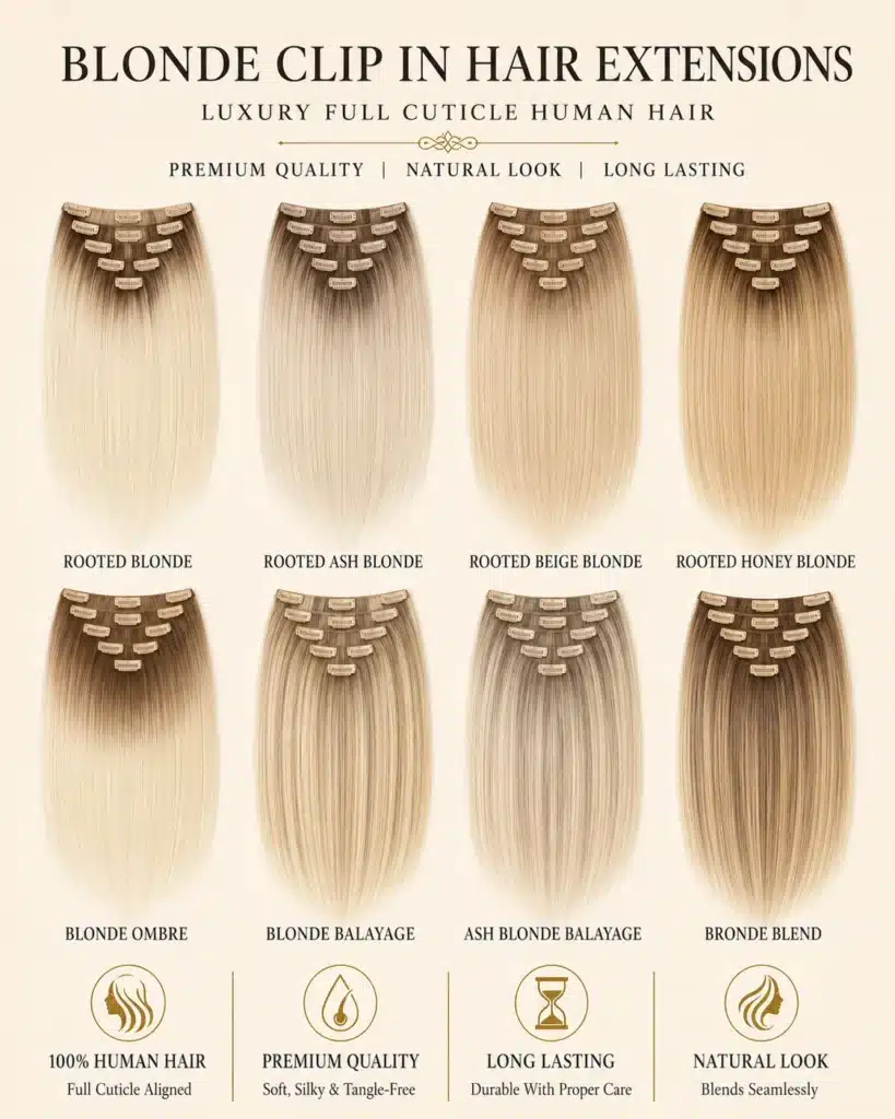 blonde clip in hair extensions