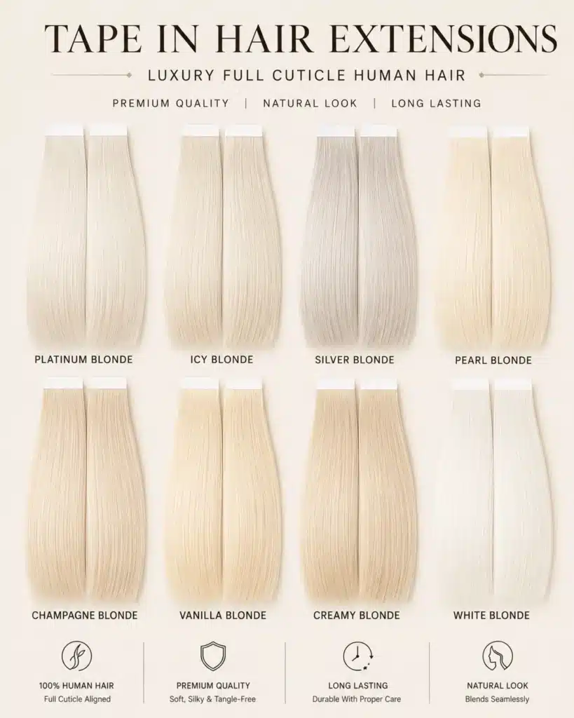 Ash Blonde Tape In Hair Extensions