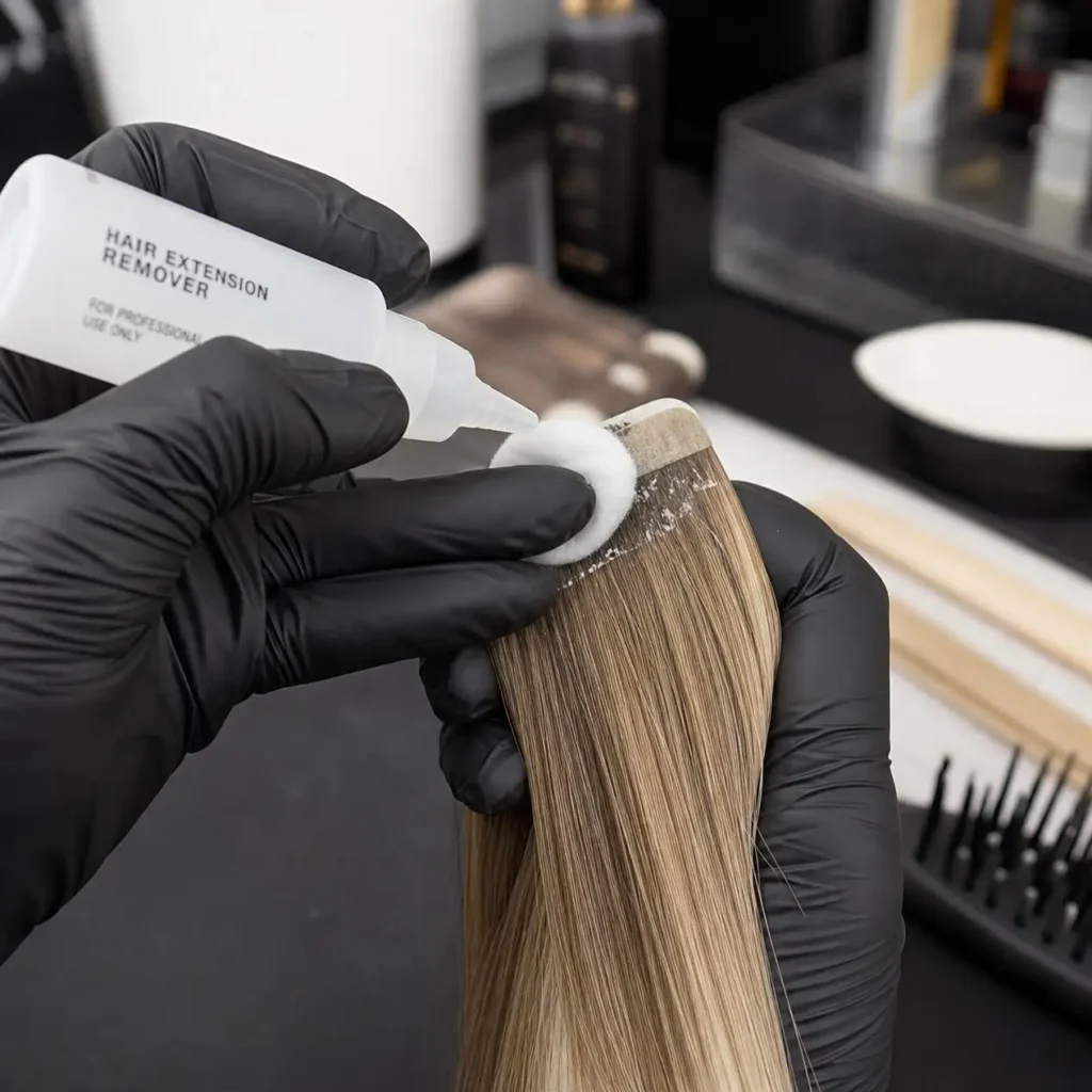 clean removal tape in extension residue