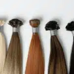 Close-up Keratin Hair Extensions hair extensions showing product construction details