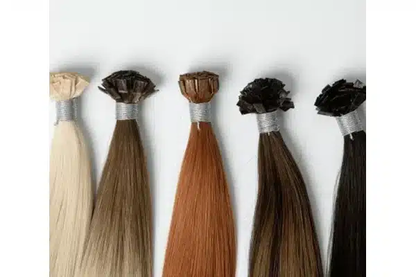 Close-up Keratin Hair Extensions hair extensions showing product construction details
