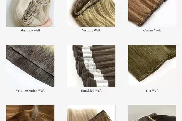 Machine and hand tied weft extensions for salon comparison