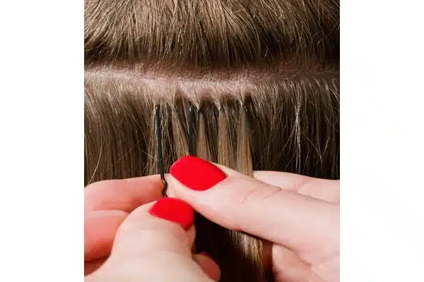 Tape in extensions shown for even section and sandwich placement