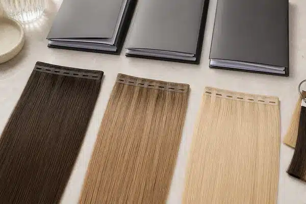 Butterfly weft hair extension samples prepared for supplier comparison